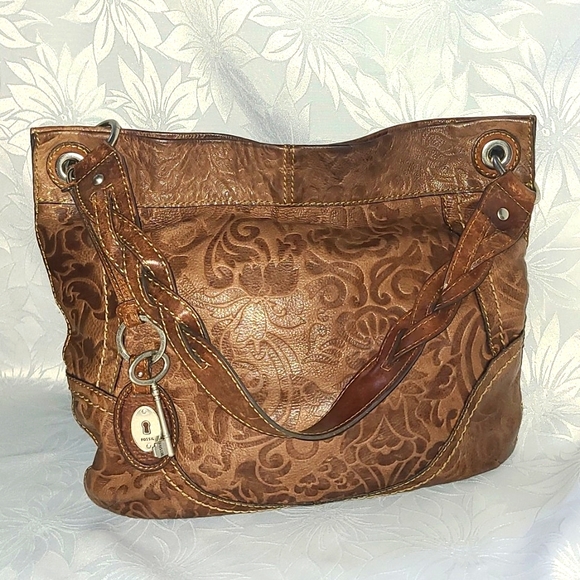 Fossil Handbags - FOSSIL Long Live Vintage 1954  embossed leather shoulder bag